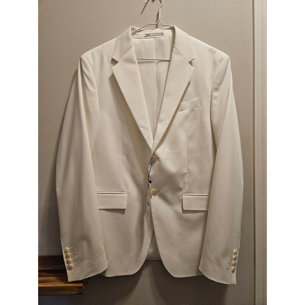 Zara Man Suit Slim Fit Blazer Off White Cream 1564/410/251 Mens Size 40 NEW